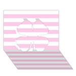Horizontal Stripes - White and Classic Rose Pink Clover 3D Greeting Card (7x5)