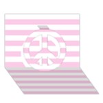 Horizontal Stripes - White and Classic Rose Pink Peace Sign 3D Greeting Card (7x5)