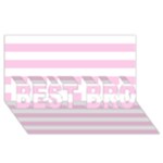 Horizontal Stripes - White and Classic Rose Pink BEST BRO 3D Greeting Card (8x4)