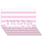 Horizontal Stripes - White and Classic Rose Pink HUGS 3D Greeting Card (8x4)