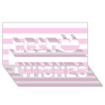 Horizontal Stripes - White and Classic Rose Pink Best Wish 3D Greeting Card (8x4)