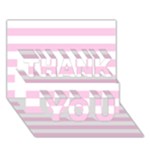 Horizontal Stripes - White and Classic Rose Pink THANK YOU 3D Greeting Card (7x5)