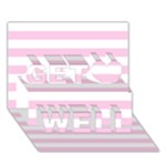 Horizontal Stripes - White and Classic Rose Pink Get Well 3D Greeting Card (7x5)