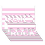 Horizontal Stripes - White and Classic Rose Pink You Rock 3D Greeting Card (7x5)