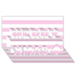 Horizontal Stripes - White and Classic Rose Pink Merry Xmas 3D Greeting Card (8x4)
