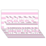 Horizontal Stripes - White and Classic Rose Pink Happy New Year 3D Greeting Card (8x4)