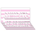 Horizontal Stripes - White and Classic Rose Pink Congrats Graduate 3D Greeting Card (8x4)