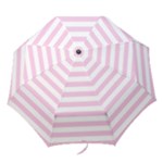 Horizontal Stripes - White and Classic Rose Pink Folding Umbrella