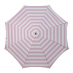 Horizontal Stripes - White and Classic Rose Pink Golf Umbrella