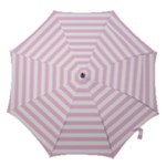 Horizontal Stripes - White and Classic Rose Pink Hook Handle Umbrella (Medium)