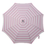 Horizontal Stripes - White and Classic Rose Pink Hook Handle Umbrella (Large)