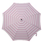 Horizontal Stripes - White and Classic Rose Pink Hook Handle Umbrella (Small)