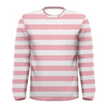 Horizontal Stripes - White and Pastel Pink Men s Long Sleeve T-shirt
