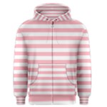 Horizontal Stripes - White and Pastel Pink Men s Zipper Hoodie