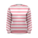 Horizontal Stripes - White and Pastel Pink Women s Sweatshirt