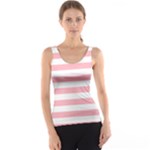 Horizontal Stripes - White and Pastel Pink Tank Top