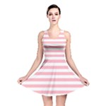 Horizontal Stripes - White and Pastel Pink Reversible Skater Dress