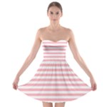 Horizontal Stripes - White and Pastel Pink Strapless Bra Top Dress