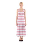 Horizontal Stripes - White and Pastel Pink Full Print Maxi Dress