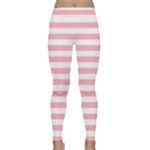 Horizontal Stripes - White and Pastel Pink Yoga Leggings