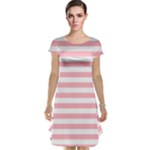 Horizontal Stripes - White and Pastel Pink Cap Sleeve Nightdress