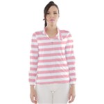 Horizontal Stripes - White and Pastel Pink Wind Breaker (Women)