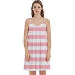 Horizontal Stripes - White and Pastel Pink Women s Reversible Sports Bra with Border