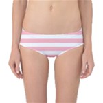 Horizontal Stripes - White and Pastel Pink Classic Bikini Bottoms