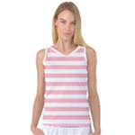 Horizontal Stripes - White and Pastel Pink Women s Basketball Tank Top