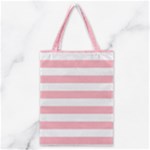 Horizontal Stripes - White and Pastel Pink Classic Tote Bag