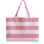 Horizontal Stripes - White and Pastel Pink Zipper Mini Tote Bag