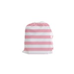 Horizontal Stripes - White and Pastel Pink Drawstring Pouch (XS)