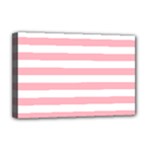 Horizontal Stripes - White and Pastel Pink Deluxe Canvas 18  x 12  (Stretched)