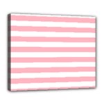 Horizontal Stripes - White and Pastel Pink Deluxe Canvas 24  x 20  (Stretched)