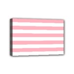 Horizontal Stripes - White and Pastel Pink Mini Canvas 6  x 4  (Stretched)