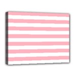 Horizontal Stripes - White and Pastel Pink Canvas 14  x 11  (Stretched)