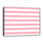 Horizontal Stripes - White and Pastel Pink Canvas 16  x 12  (Stretched)