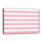 Horizontal Stripes - White and Pastel Pink Canvas 18  x 12  (Stretched)