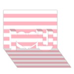 Horizontal Stripes - White and Pastel Pink I Love You 3D Greeting Card (7x5)