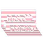 Horizontal Stripes - White and Pastel Pink Best Friends 3D Greeting Card (8x4)