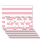Horizontal Stripes - White and Pastel Pink BOY 3D Greeting Card (7x5)