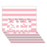 Horizontal Stripes - White and Pastel Pink GIRL 3D Greeting Card (7x5)