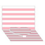 Horizontal Stripes - White and Pastel Pink Heart Bottom 3D Greeting Card (7x5)