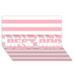 Horizontal Stripes - White and Pastel Pink BEST BRO 3D Greeting Card (8x4)