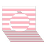 Horizontal Stripes - White and Pastel Pink Circle 3D Greeting Card (7x5)