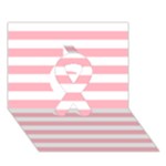 Horizontal Stripes - White and Pastel Pink Ribbon 3D Greeting Card (7x5)