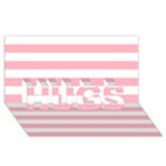 Horizontal Stripes - White and Pastel Pink HUGS 3D Greeting Card (8x4)