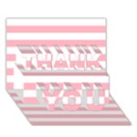 Horizontal Stripes - White and Pastel Pink THANK YOU 3D Greeting Card (7x5)