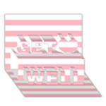 Horizontal Stripes - White and Pastel Pink Get Well 3D Greeting Card (7x5)