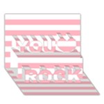 Horizontal Stripes - White and Pastel Pink You Rock 3D Greeting Card (7x5)